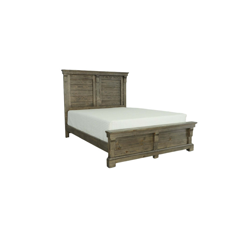 Weathered Gray Pine Queen Panel Bed with Headboard