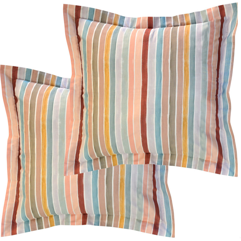 Digital Print Striped Cotton Reversible Pillow Cover