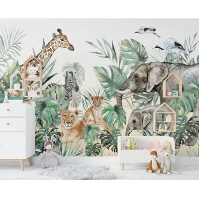 Safari Whispers: Jungle Friends Wallpaper