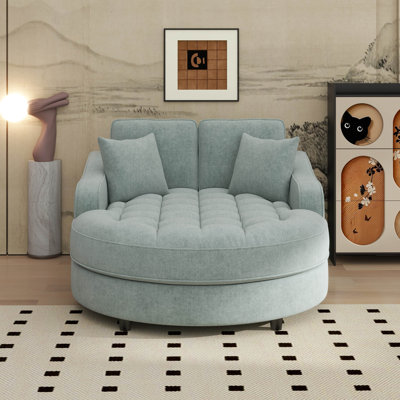 Chaise Lounge Sofa Bed, Modern Elegant Tufted Soft Chenille Couch With Barrel Chaise