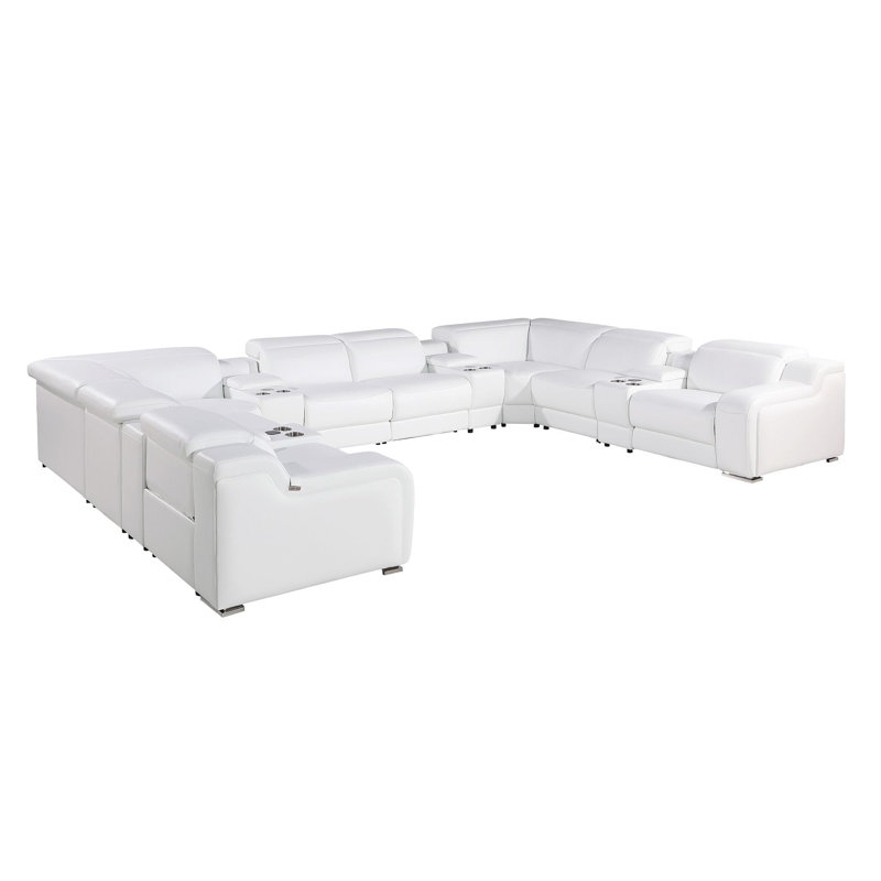 Canapé modulaire en U blanc inclinable électrique en forme de U avec console