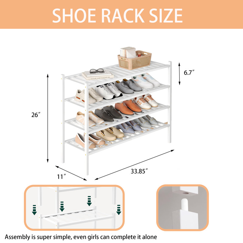 Range-chaussures en bambou, 26" H x 33.85" W x 11" D