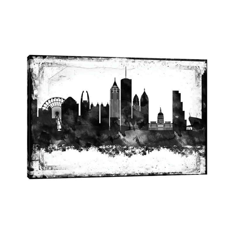 Atlanta Black And White Framed Skylines - Wrapped Canvas Print, 66.04 cm H x 45.72 cm W x 1.91 cm D