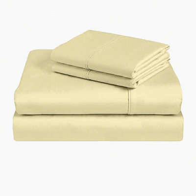 CoolCotton Waterbed Sheet Set - 4 Piece Ivory Solid California - Ultra Soft & Breathable - 100% Cotton - Deep Pocket - Attached Fitted Sheet
