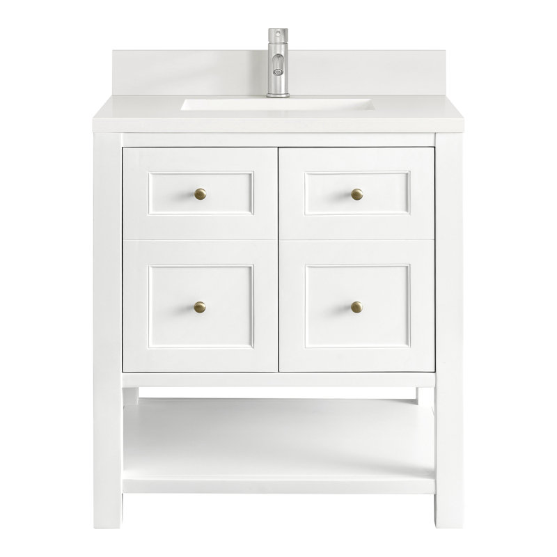 Breckenridge 30'' Single Bathroom Vanity with Top, White Zeus, Bright White, Single-Hole