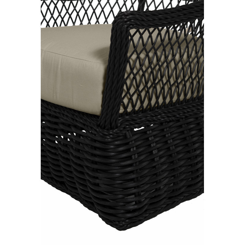 Soho Swivel Glider Chair with Cushions, Dove Sunbrella® Linen, Black, No Welt