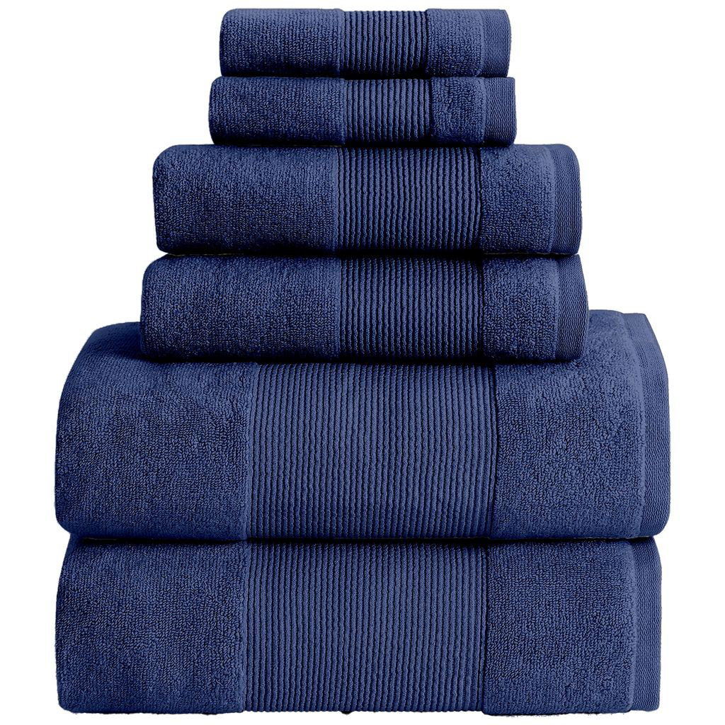 6-Piece Zero-Twist Cotton Towel Set, Navy