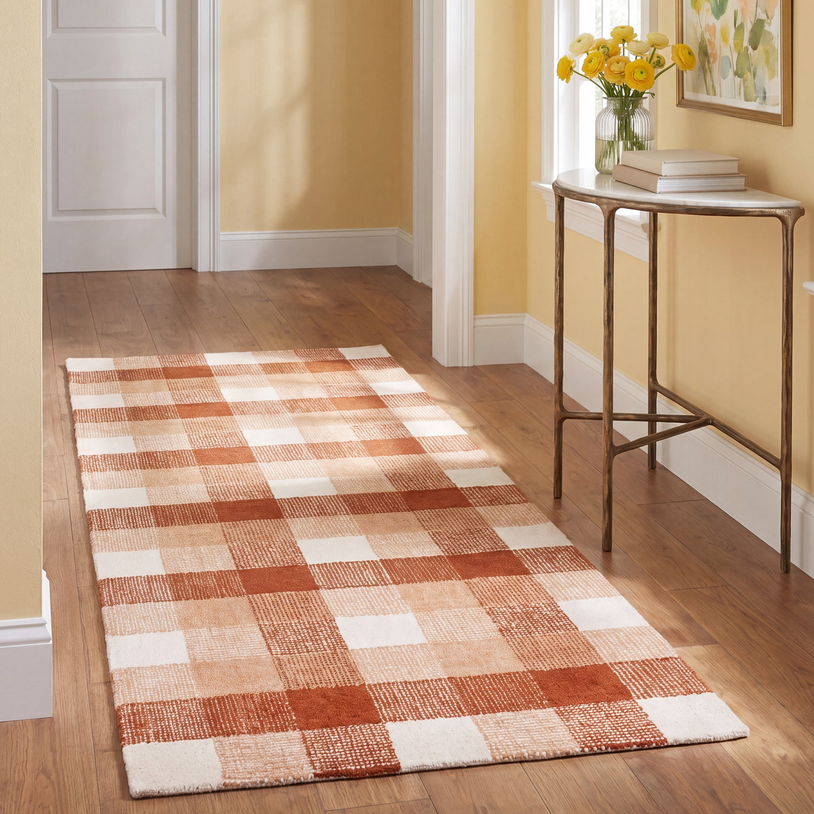 Hand-Tufted Wool Plaid Rug, Runner 2'3" x 8'
