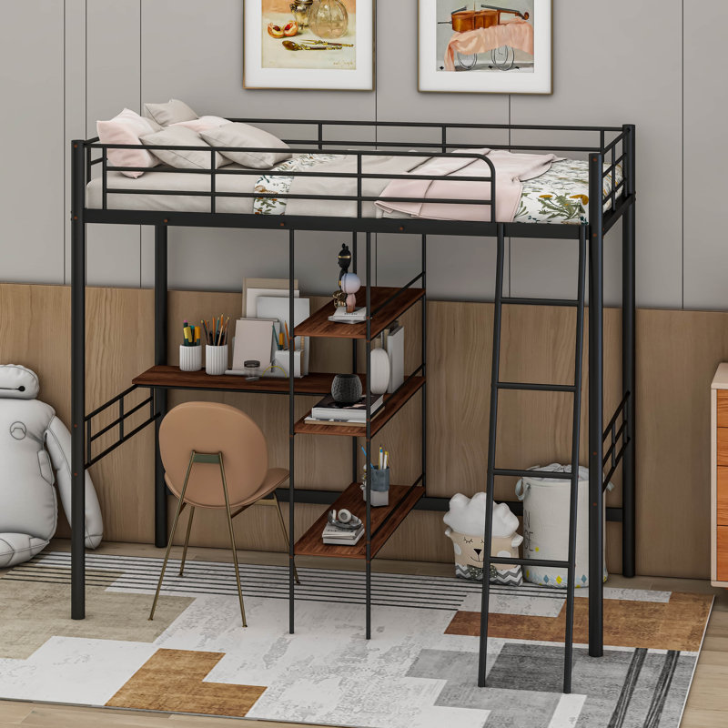 Makris Kids Twin Loft Bed, Black
