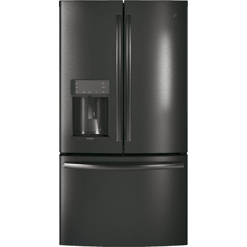 Porte française 35,75 po à profondeur de comptoir 22,1 pi³ Réfrigérateur, Acier inoxydable noir résistant aux empreintes di