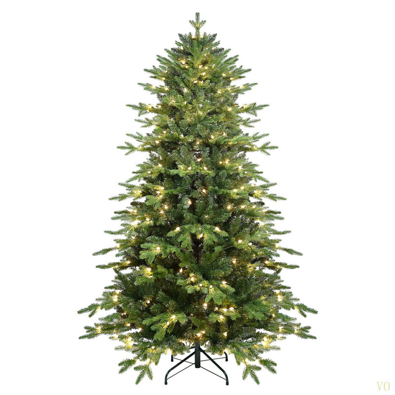 Arbre de Noël 4 pi en PVC + PE avec 150 lumières UL chaudes - 919 pointes, branches articulées, aiguilles réalistes, support en métal robuste, assemblage facile