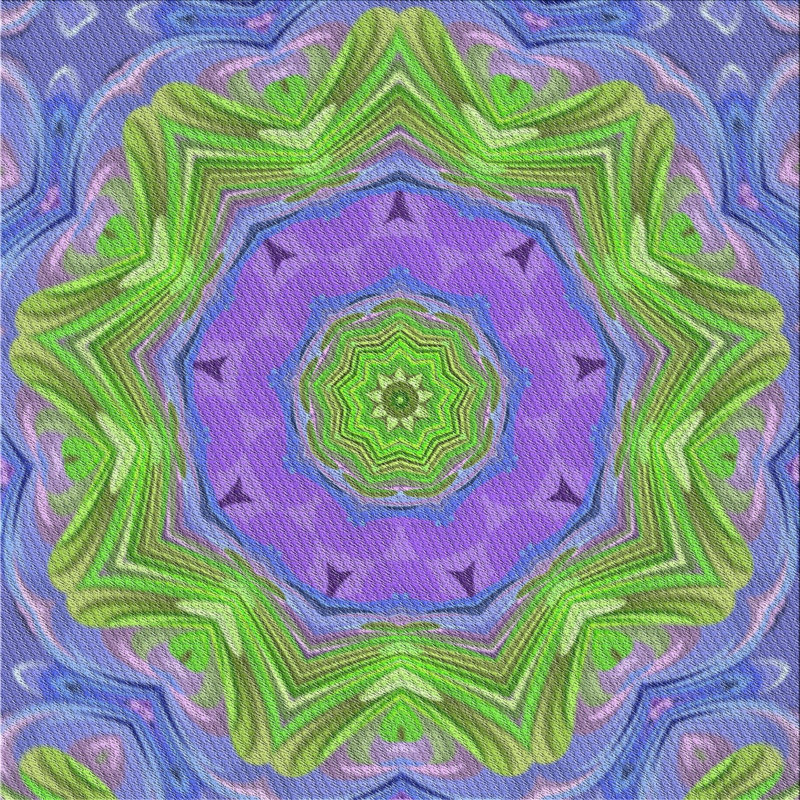 Laine tissée à la machine de fabrication orientale et polyester vert/mauve Tapis décoratif, Carré 5 pi