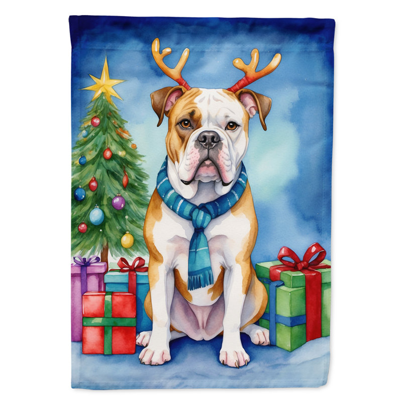 Drapeau de Noël maison de renne, Bouledogue américain