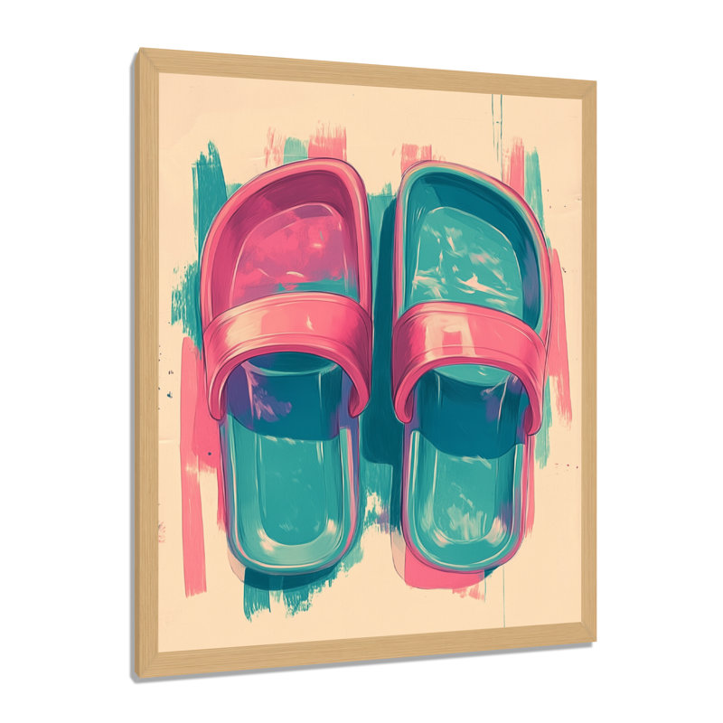 " Jelly Sandals Summer ", H 32 po x l 24 po, Natural Picture Framed