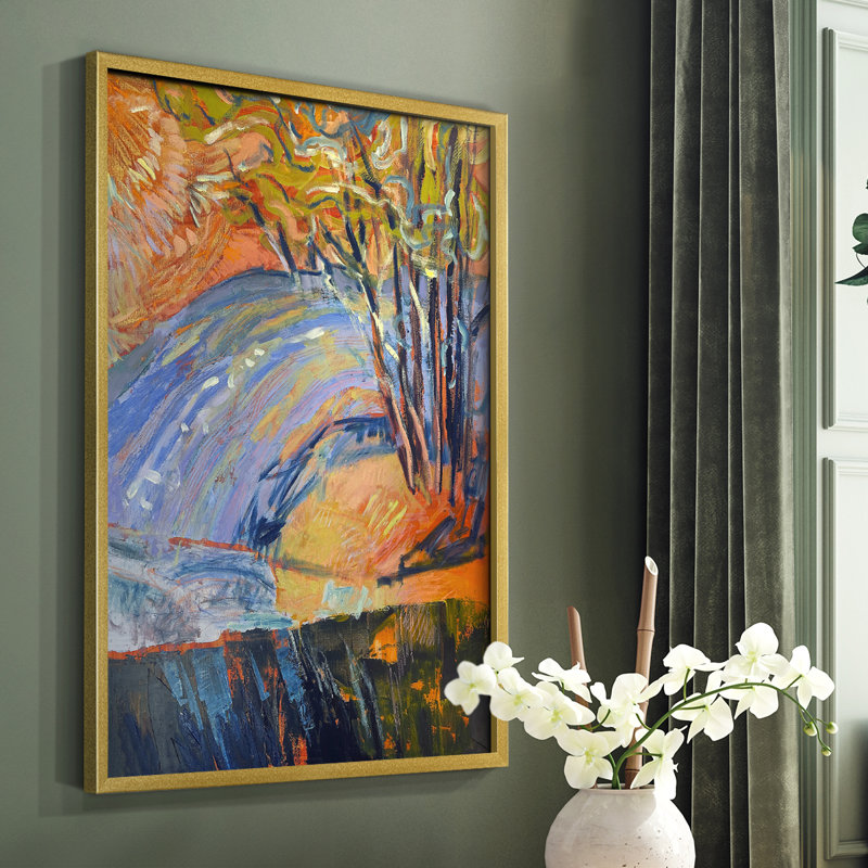 «Cadmium Winter Solstice III», reproduction encadrée - bois massif, Or, H 28 po x l 22 po