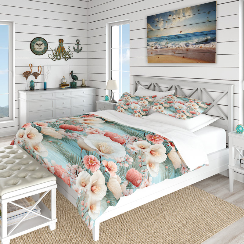 Literie Seashell Serenity Ii, Housse de couette pour très grand lit et 2 très