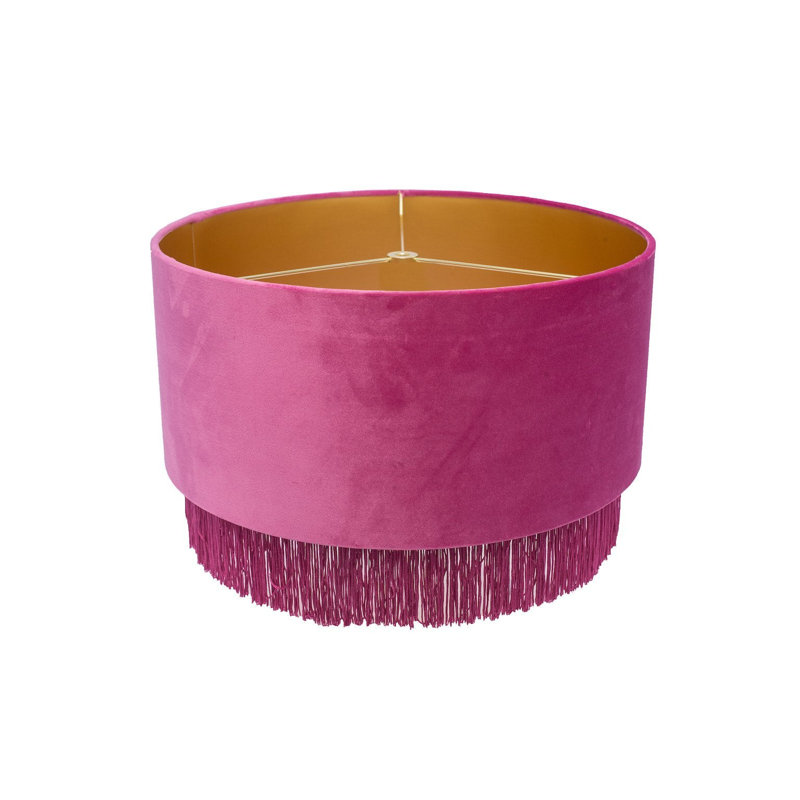 Abat-jour tambour en velours (araignée), H 8,66 po x l 13,78 po x P 13,78 po, Rose