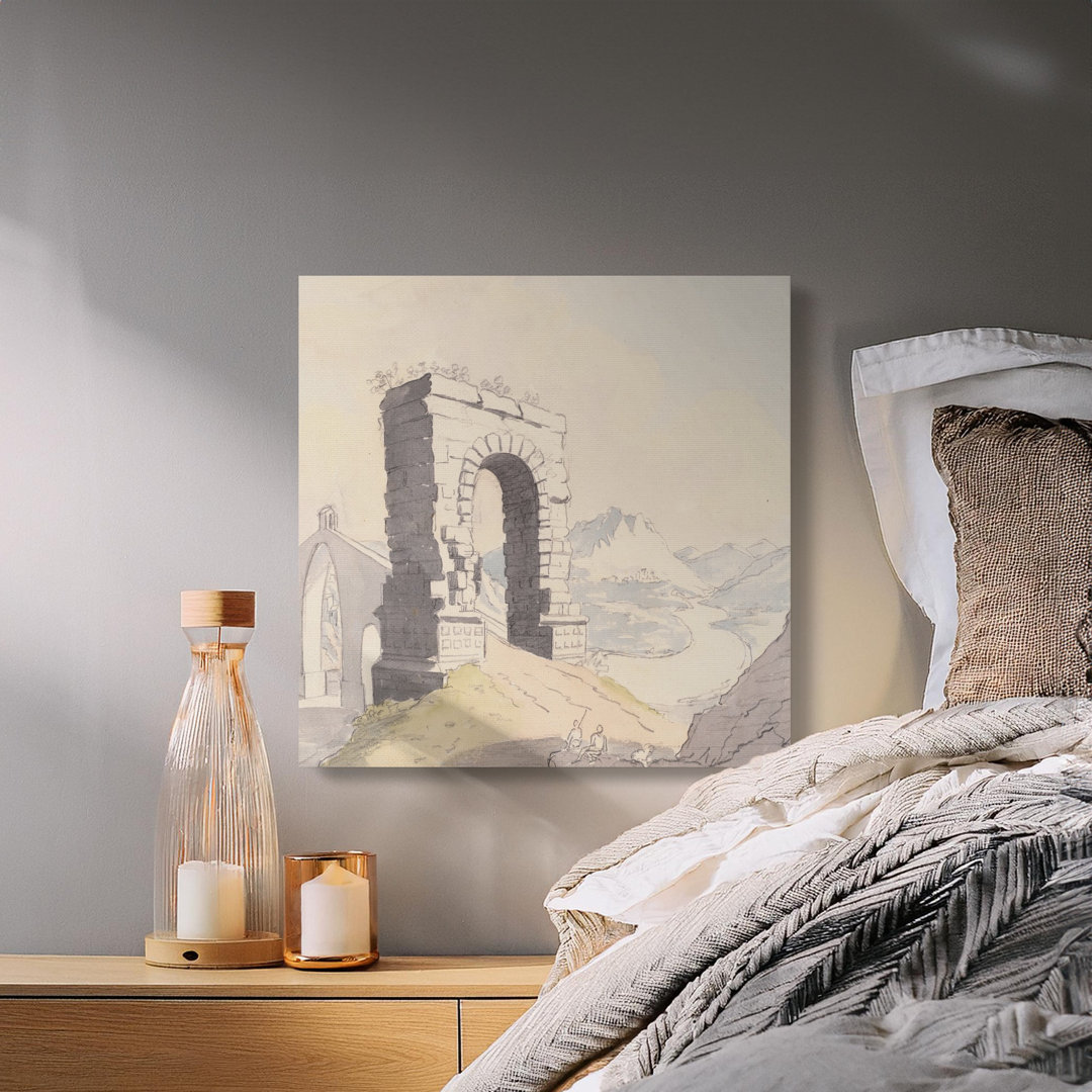 Ancient Arch Canvas Wall Art, Landscape Painting, Gallery Wrapped Canvas Print, Ready to Hang, Archival Quality, Statement Piece, Modern