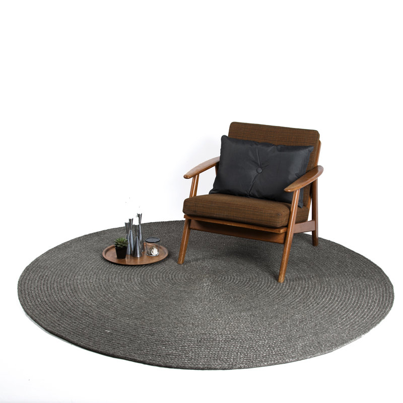 Round Brathwaite Solid Colour Hand Woven Area Rug, Round 160cm
