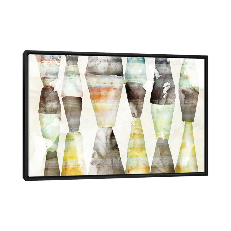 " Trapezoid " by Edward Selkirk, 18" H x 26" W x 1.5" D, Black Framed Canvas, No Mat