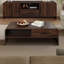 47.2'' Walnut Coffee Table, Mid Century Modern Wood Coffee Table with Open Shelf