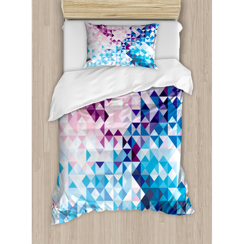 Modern & Contemporary Polyester Geometric Shapes Duvet Cover, Twin Duvet Cover + 1 Sham