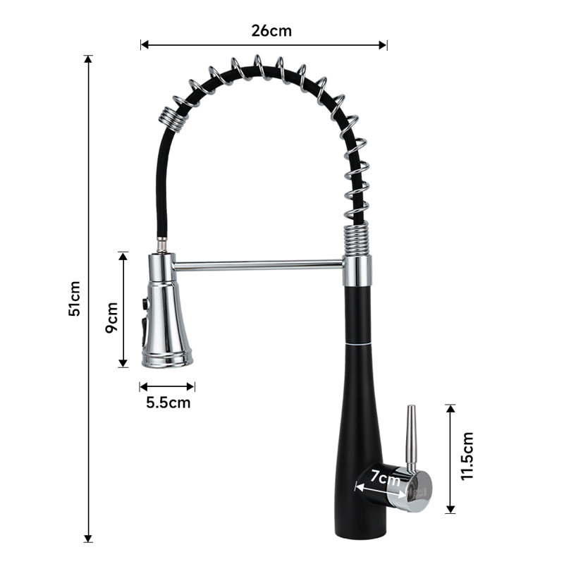 Belfry Kitchen Pull Out Kitchen Faucet, Black/Silver