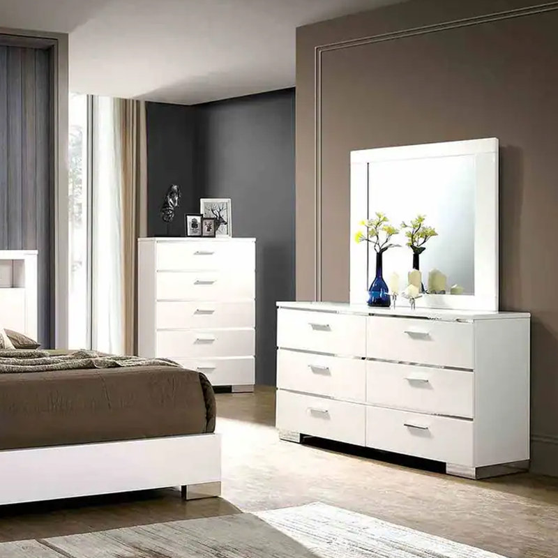 46.4"W Contemporary Mirror, White