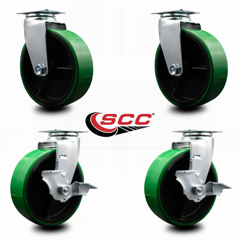 Ensemble de roues à roulettes pour boîte à outils - Poly vert sur roulettes pivotantes en fonte - SCC