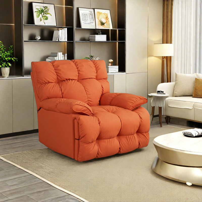 Tammela Faux Leather Swivel Recliner, Orange