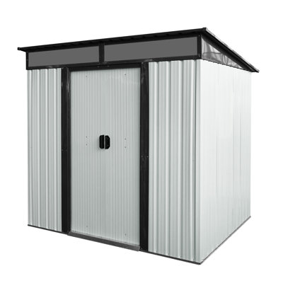 6Ft X 5Ft Outdoor Iron Shed With Lockable Doors & Waterproof Layer - Dryness And Protection In Garden, Lawn Spacious Transparent Plate All-Weather Resistance Suitable For Lawn, Garden Equipment