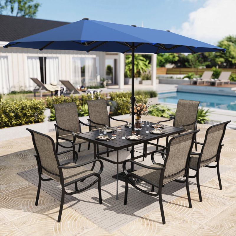 6-person Patio Dining Outdoor Table Set With Umbrella