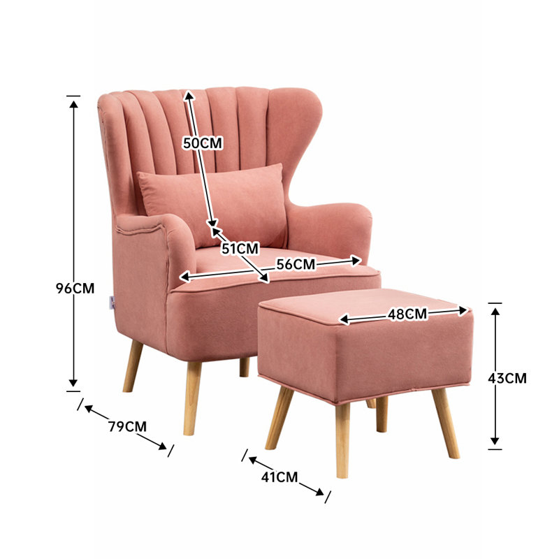 Grey Pink Sofa with cushion footstool, Pink Velvet