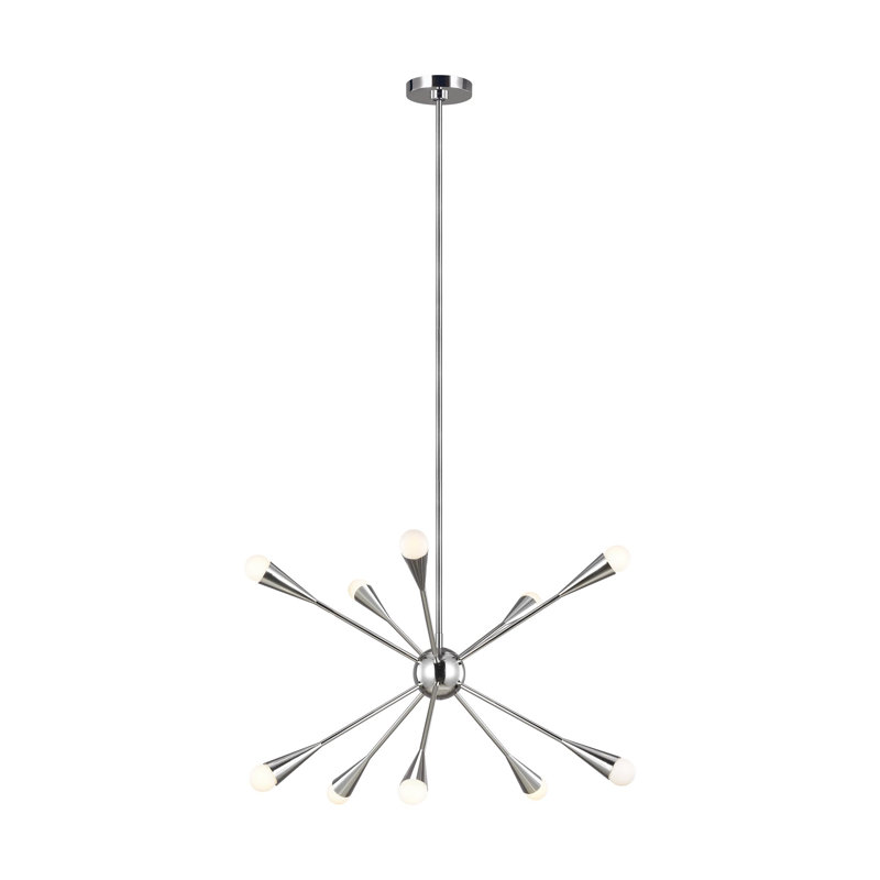 Lustre sphérique spoutnik 10 lumières Addley, Nickel poli, 10 Lights