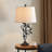  Grinstead 27" Tradition Unique Leaf Design Metal Table Lamp with 3-Way Dimmable Lightingand White Shade-1463978116