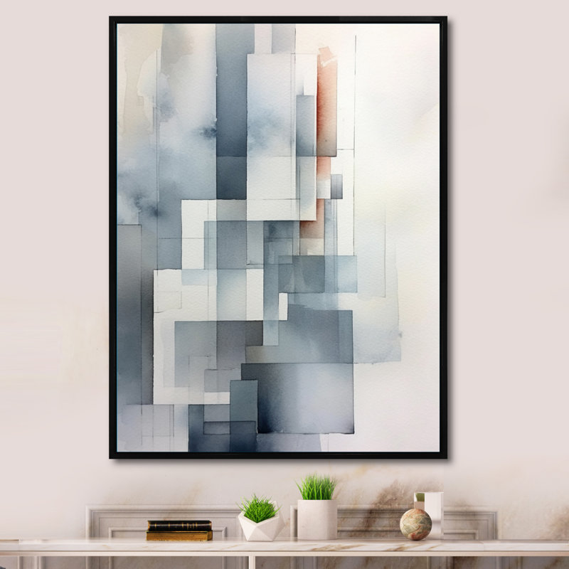 Décoration murale grise et abstraite Zen V - Minimalisme, H 32 po x l 24 po x P 1 po, Cadre flottant noir
