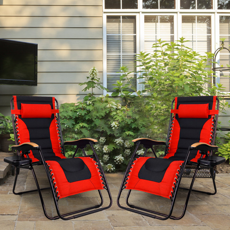 Chaise inclinable zéro gravité avec coussin, Rouge/noir
