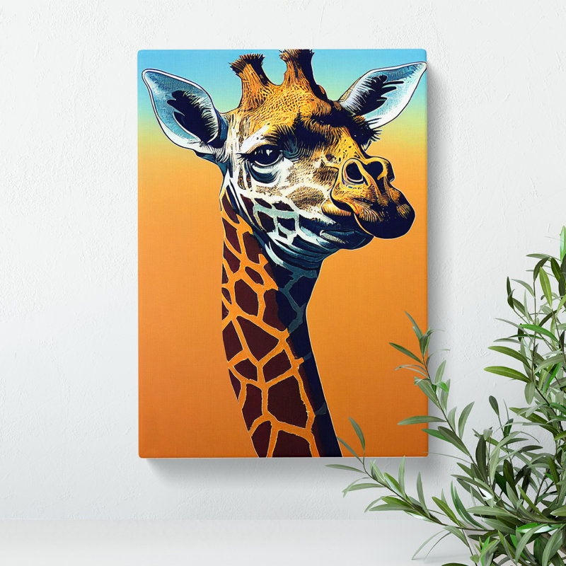 Funky Giraffe - Wrapped Canvas, 50cm H x 35cm W x 3cm D