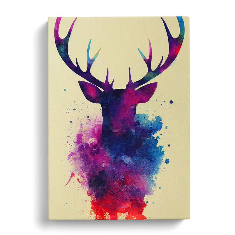 Splashed Stag No.5 - Wrapped Canvas, 76cm H x 50cm W x 3cm D