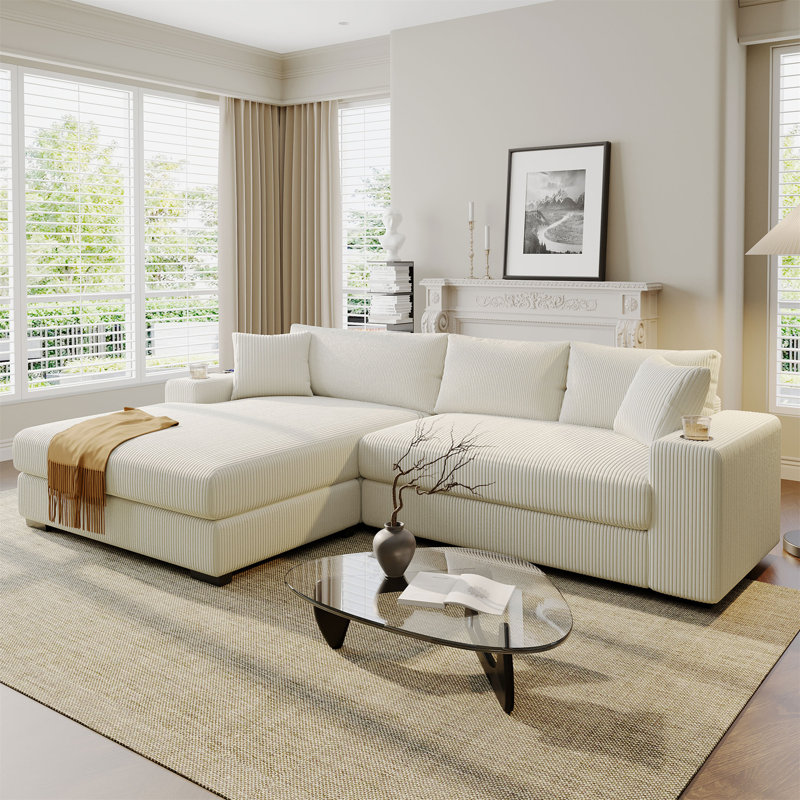 Grand canapé modulaire avec coussins épais Mirod, Beige