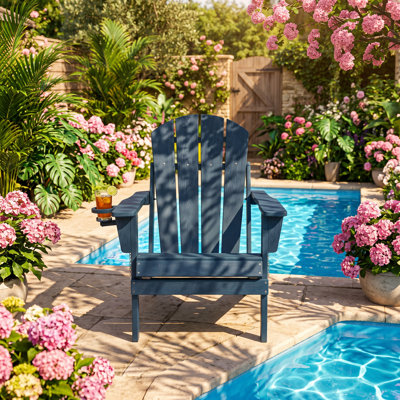 IEO FURNITURE 27.76" W x 31.5" D x 34.65" H Folding HDPE Adirondack Chair with Integrated Cup Holder