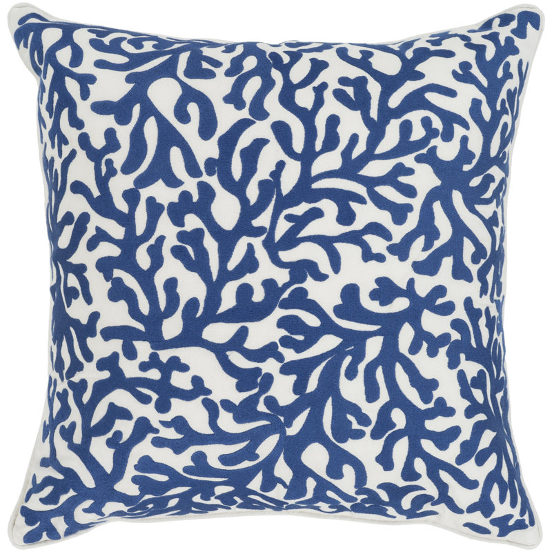 Coussin en coton Osprey, 18 po x 18 po, Bleu foncé, Housse de coussin seulement