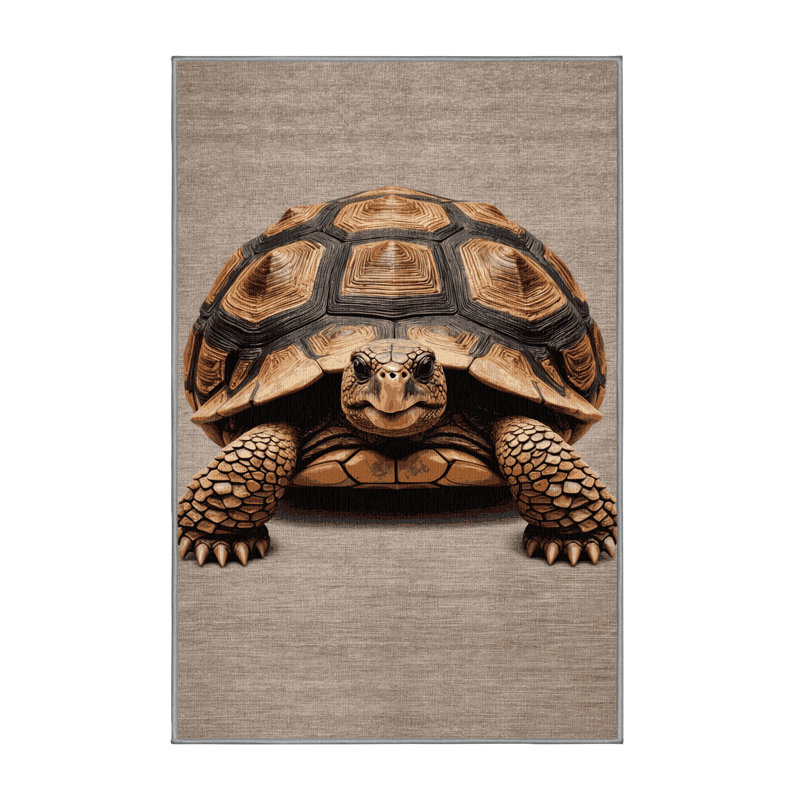 Washable African Spurred Tortoise Wildlife Area Rug, Rectangle 2' x 3'