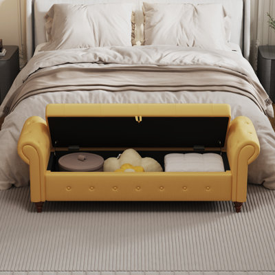 Banc de rangement capitonné 40 po, banc de rangement rembourré avec repose-pieds, banc de fenêtre à accoudoirs roulés