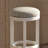31In. Bar-Height Wood Backless Barstool With Upholstered Gray Swivel Seat, White Frame, 1PC