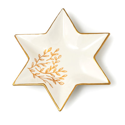 Hanukkah Star Love & Light Gold Rim Serving Tray