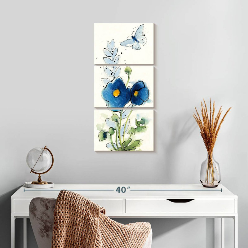 Fleurs indépendantes bleues VI, H 27 po x l 12 po