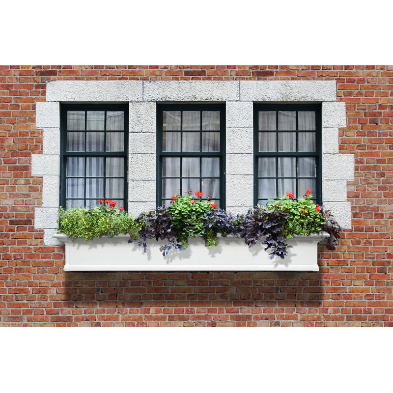 Anand Resin Window Box with Water Reservoir, White, 10" H x 48" W x 12" D