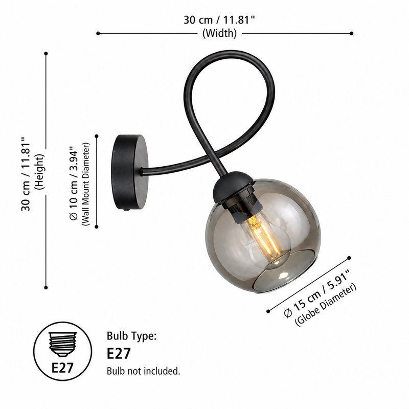 Wall Sconce, Grey/Smoky