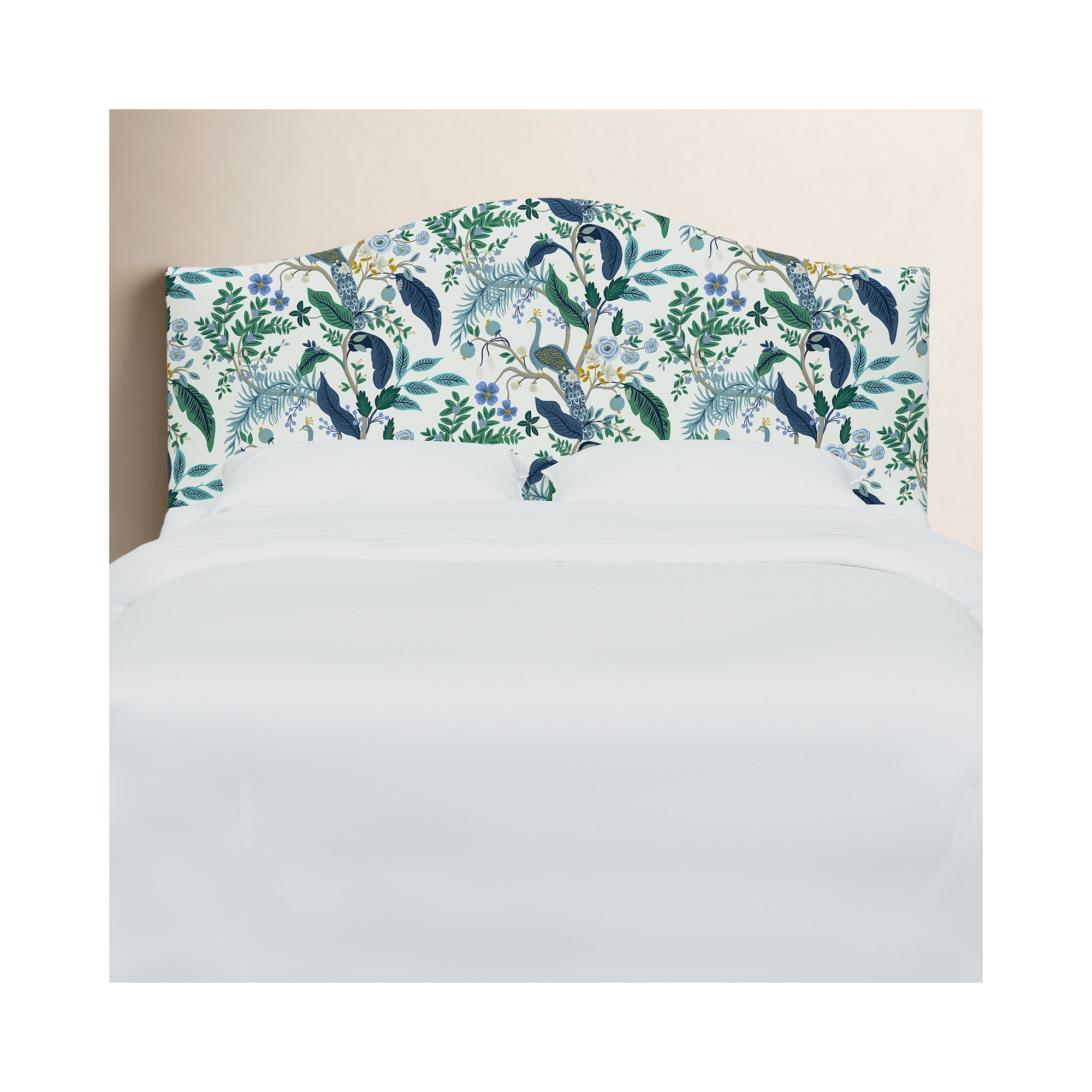Rifle Paper Co. x Cloth & Company Mayfair Headboard, Blue Peacock, Queen